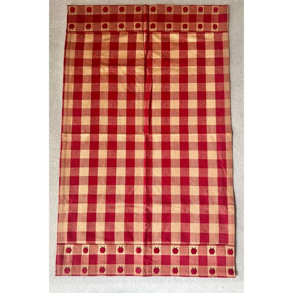 Park Imports & Designs Red Tan Apple and Checked Kitchen Tea Towel 30